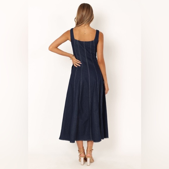 PETAL & PUP CALLUM MIDI DRESS - DARK DENIM SIZE S B1352 - Picture 6 of 8